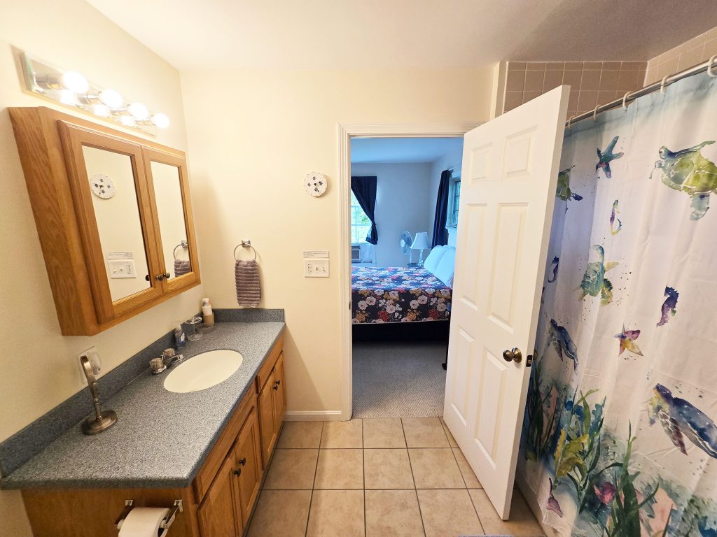 Queen bedroom bathroom