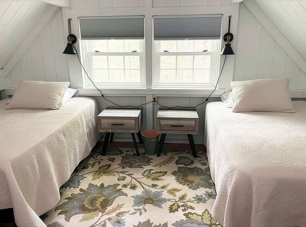 Loft bedroom with two double beds