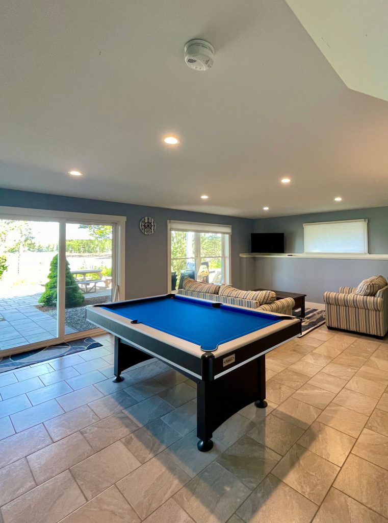 Lower level game room pool table/ping pong