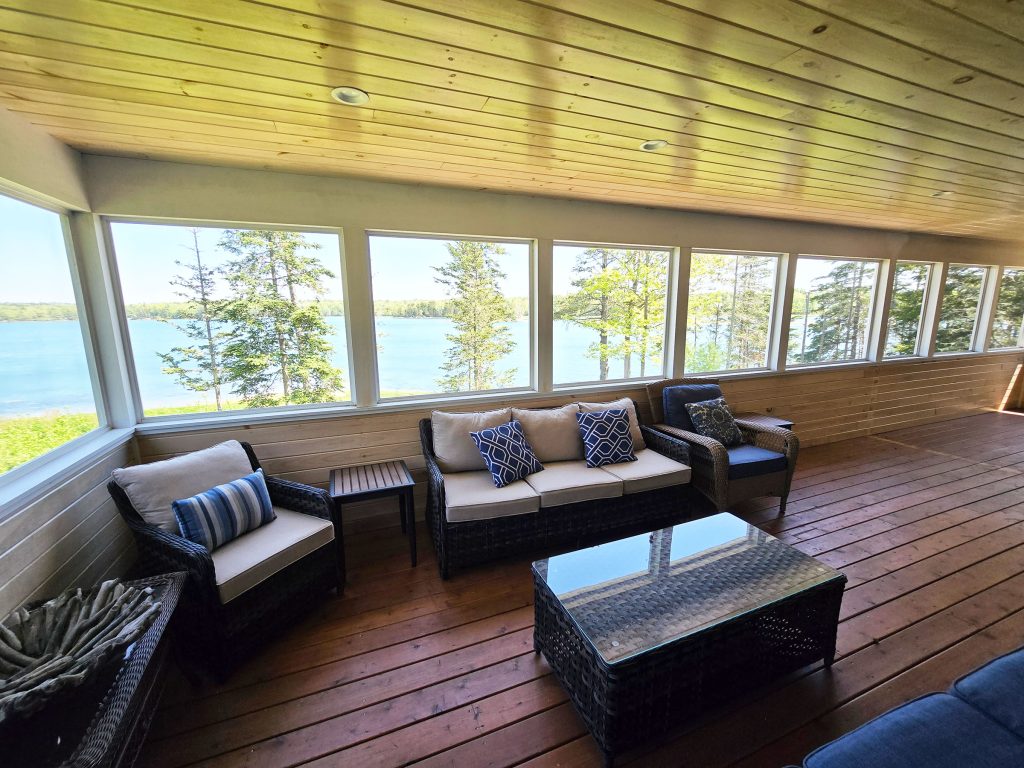 Screened porch seating