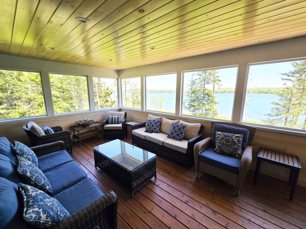 Screened porch seating