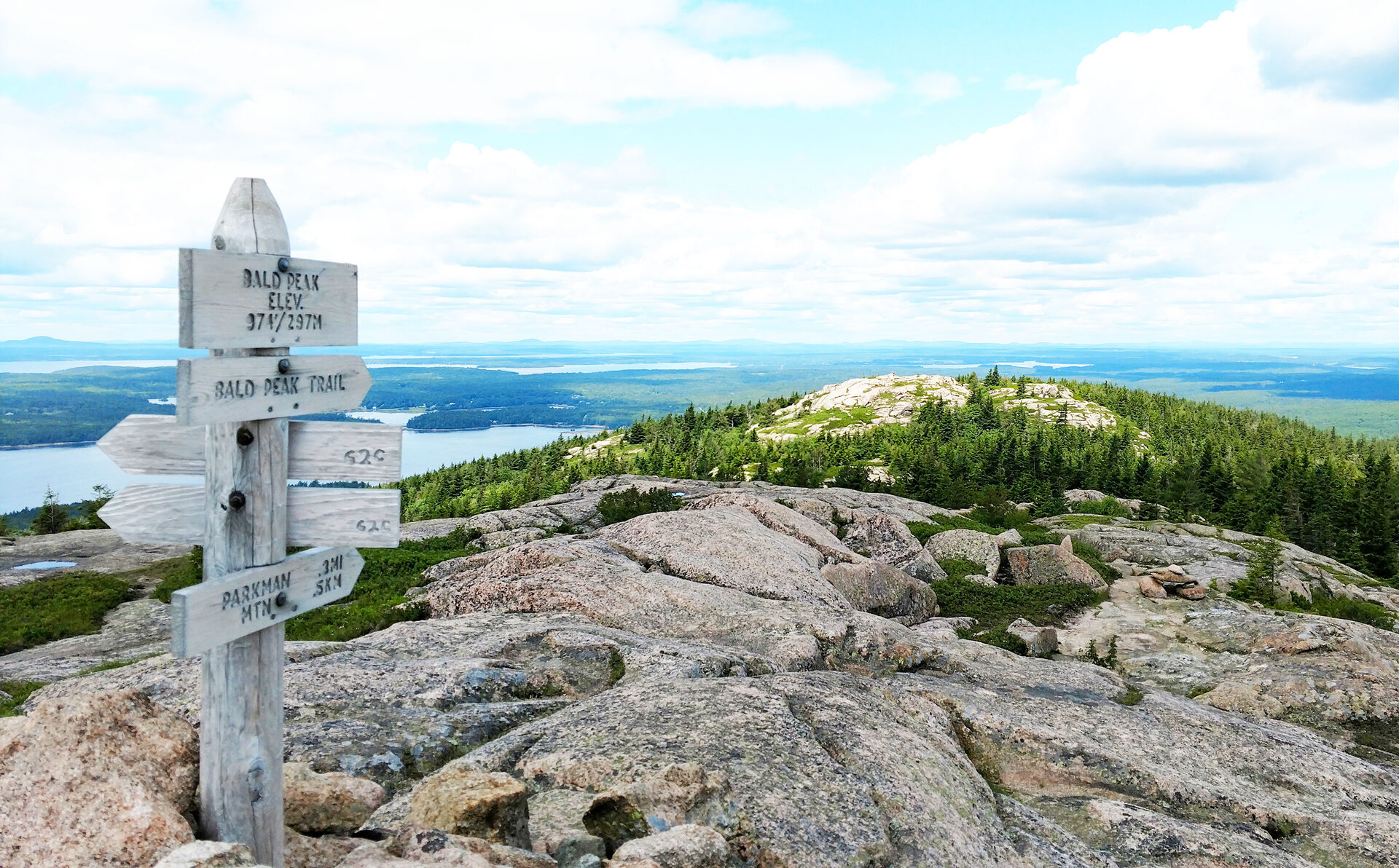 Acadia National Park trail marker